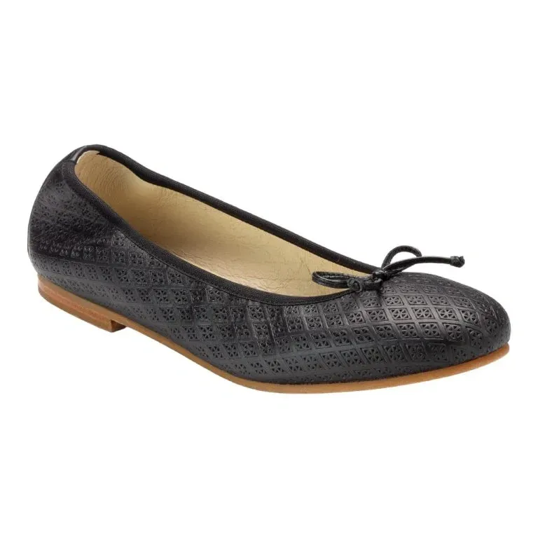 1627 - Black Soft Leather Flats for Girl by London Kids