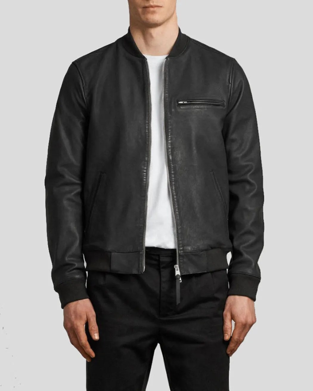 Abramo Black Bomber Lambskin Leather Jacket