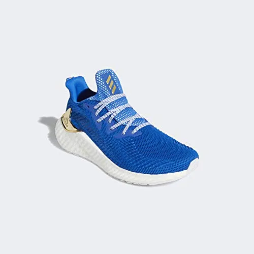 adidas Men's Alphaboost Running Shoe, Blue/Gold Metallic/White, 11.5 M US