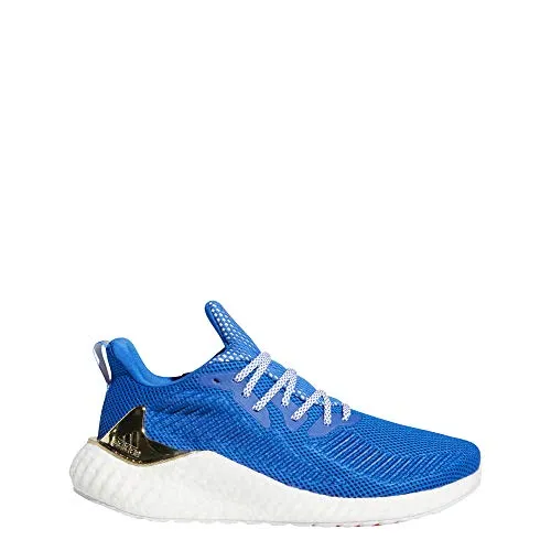 adidas Men's Alphaboost Running Shoe, Blue/Gold Metallic/White, 11.5 M US