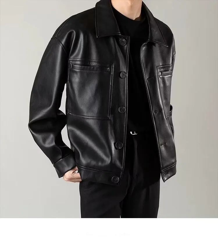 Autumn and Winter Korean Style Leisure Suit Short Motorcycle Leather Jacket