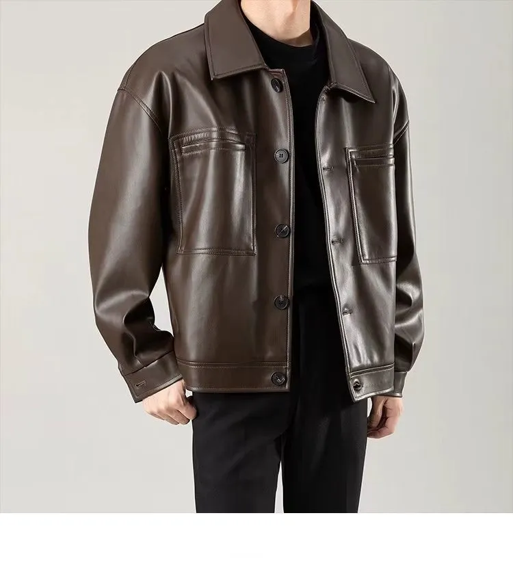 Autumn and Winter Korean Style Leisure Suit Short Motorcycle Leather Jacket