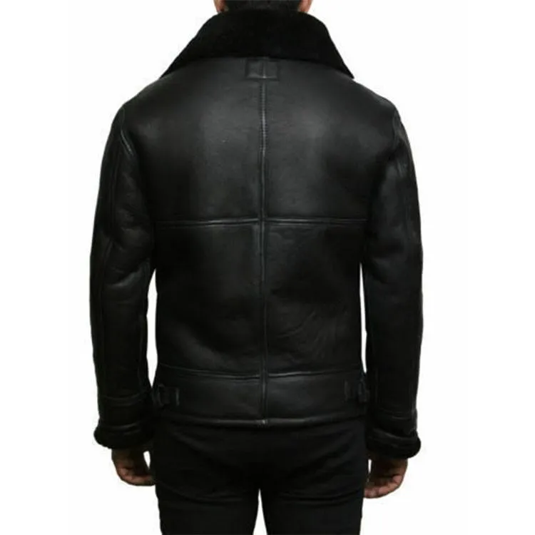 Aviator Black Fur Collar Jacket