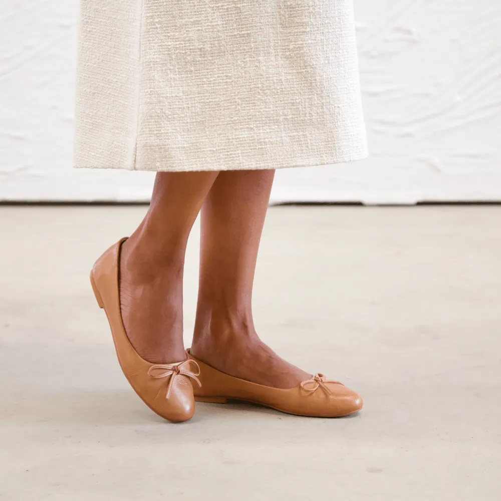 Ballerina Dark Tan Leather Ballet Flats