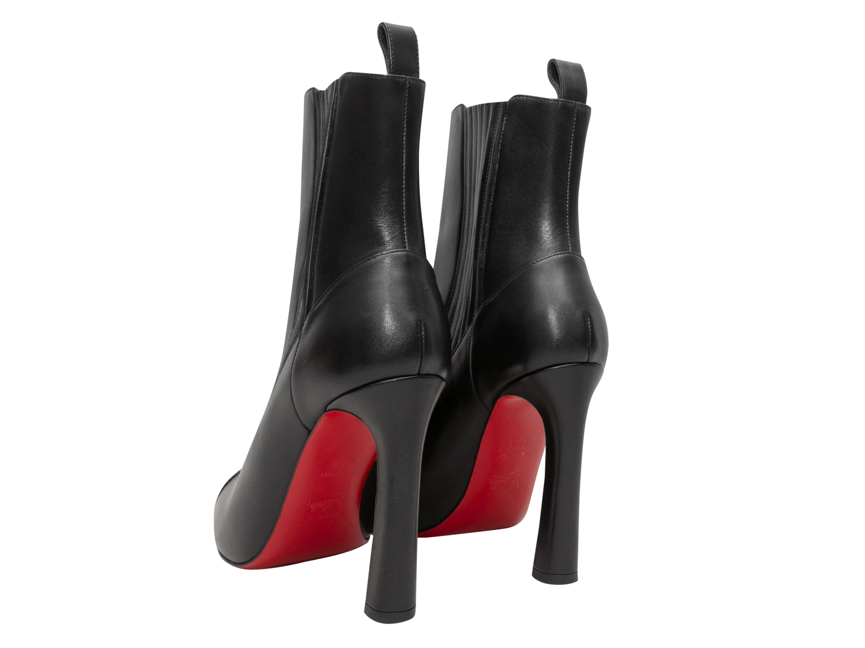 Black Christian Louboutin Pointed-Toe Heeled Ankle Boots Size 38.5