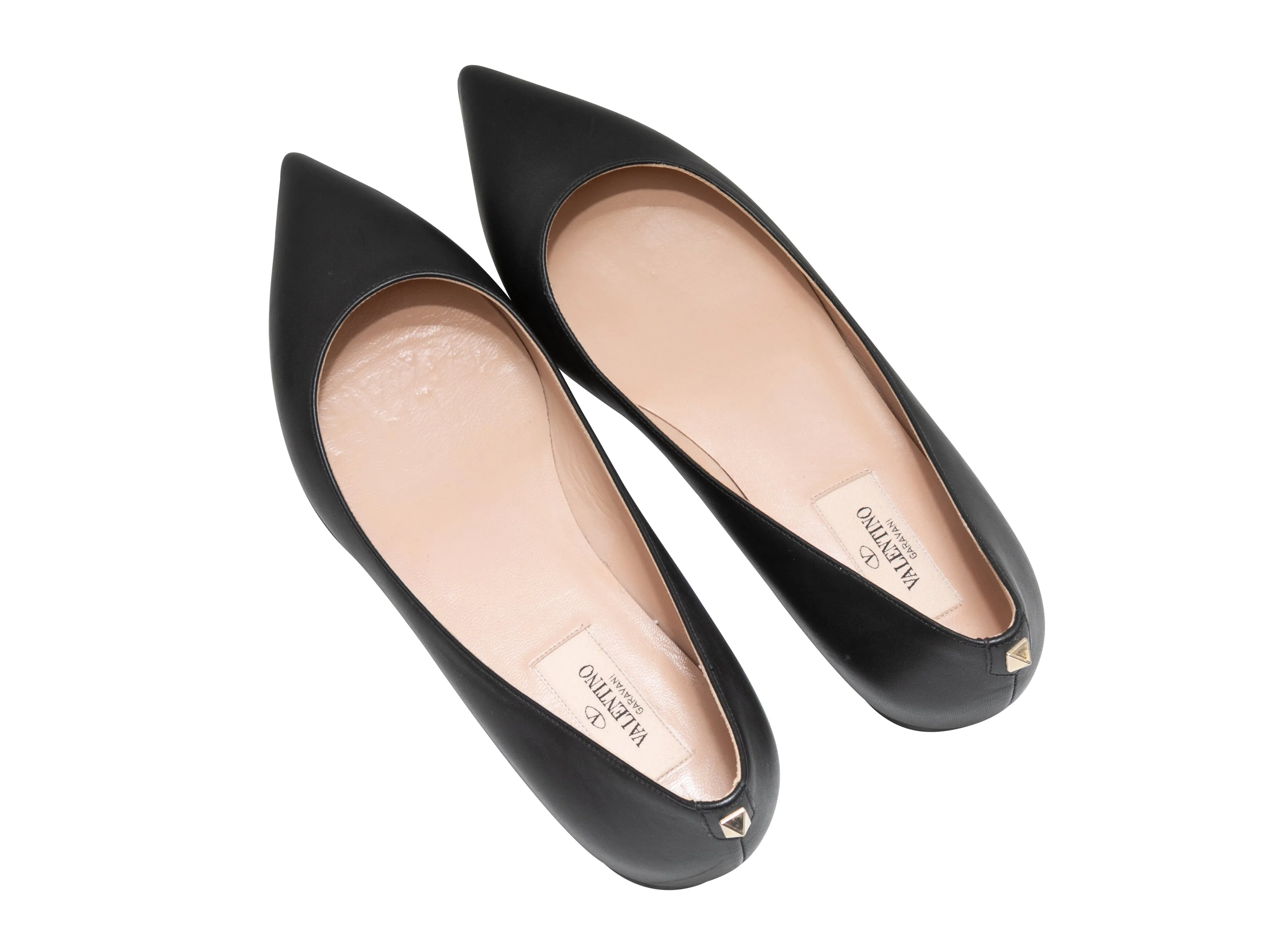 Black Valentino Pointed-Toe Ballet Flats Size 37