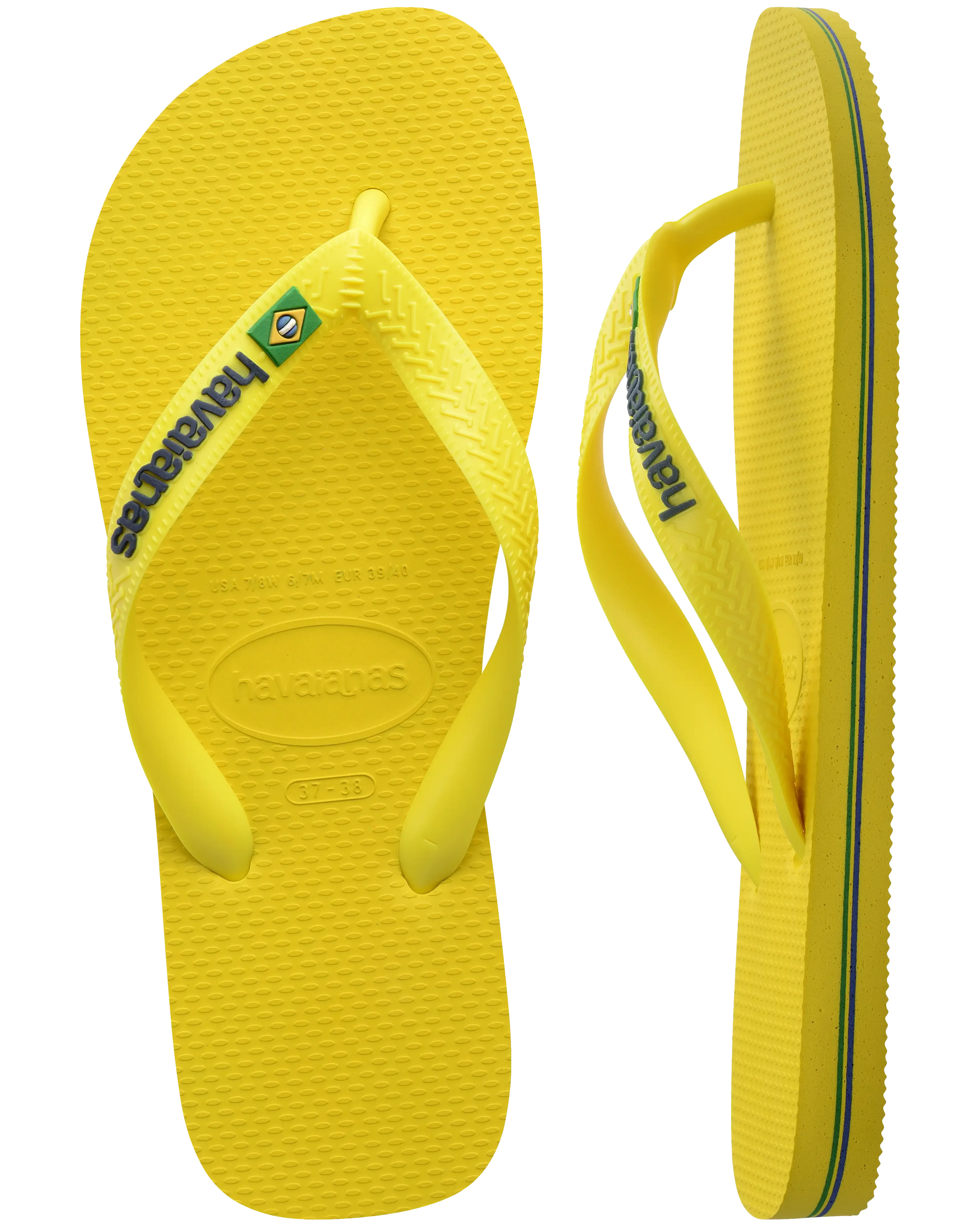 Boys Brasil Logo Neon Flip Flops in Citrus Yellow