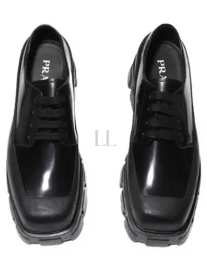 Brushed Lace-Up Leather Derby Black