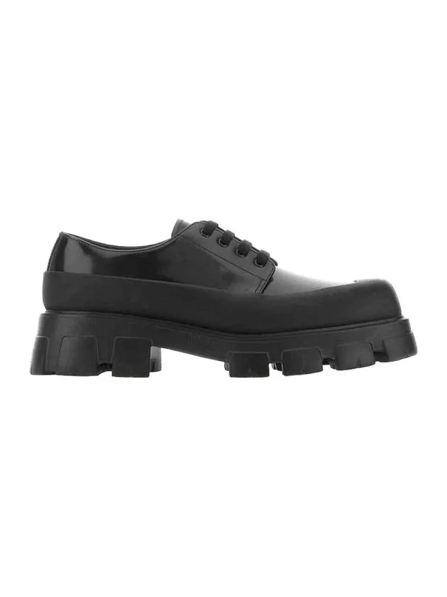 Brushed Lace-Up Leather Derby Black