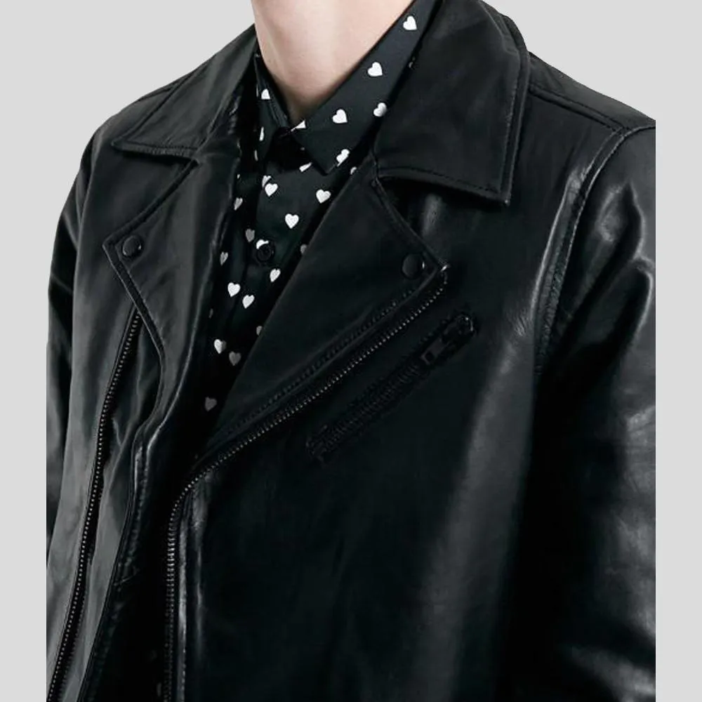 Caleb Black Biker Leather Jacket