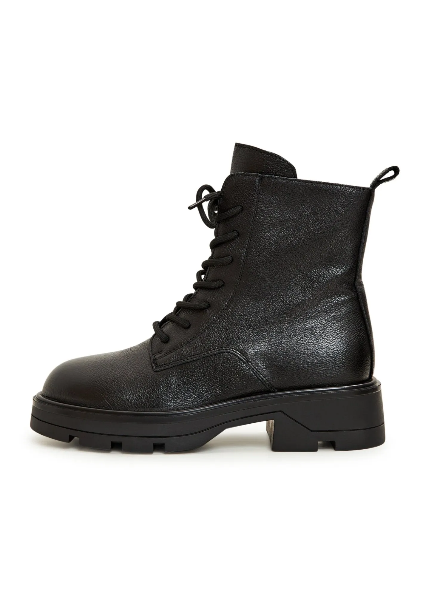 Casual Lace-up Ankle Boots - Black