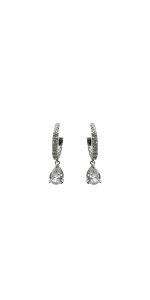 Channel Set Teardrop Hoop Earrings