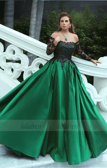 Charming Off The Shoulder A-Line Prom Dresses,Long Prom Dresses