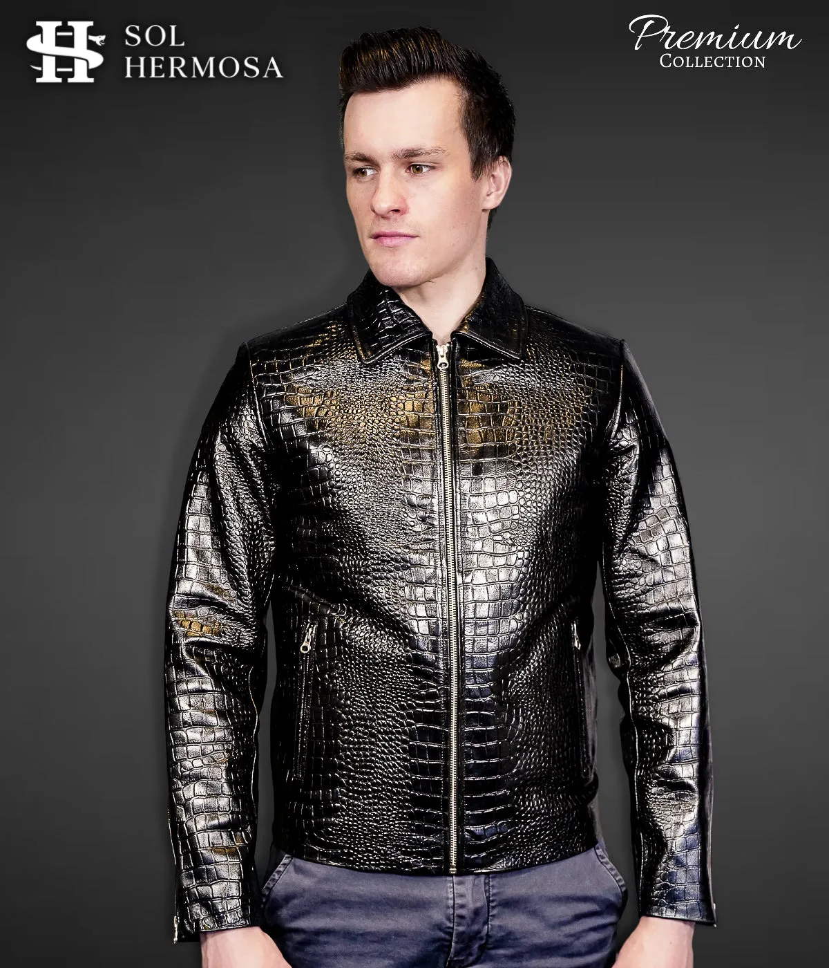 Crocodile Leather Jacket For Men - Hades