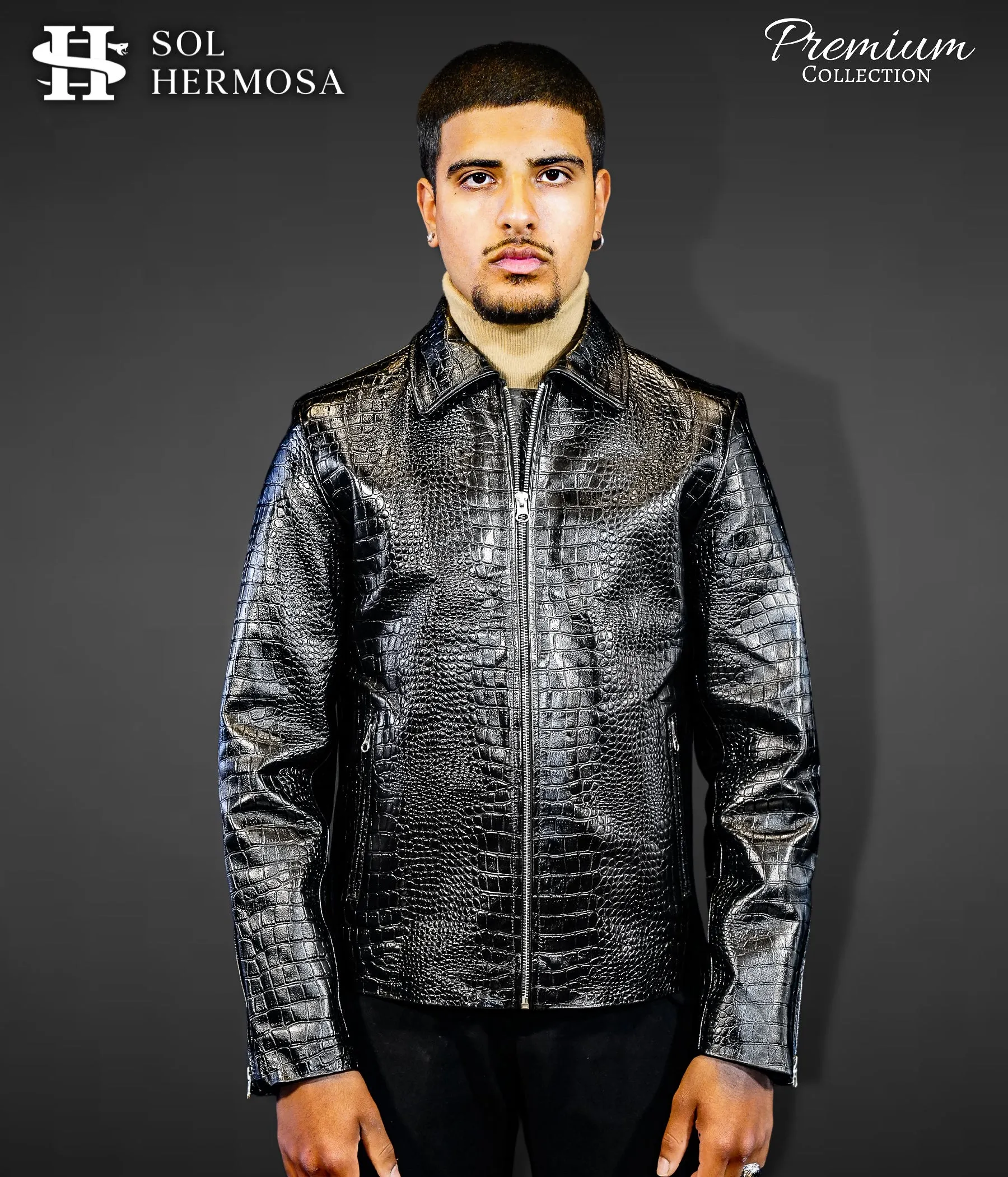 Crocodile Leather Jacket For Men - Hades