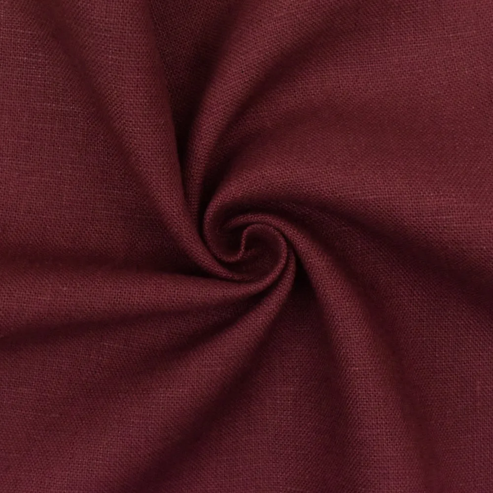 Dark Maroon Solid Cross-Hatch Linen Woven Shirting Fabric