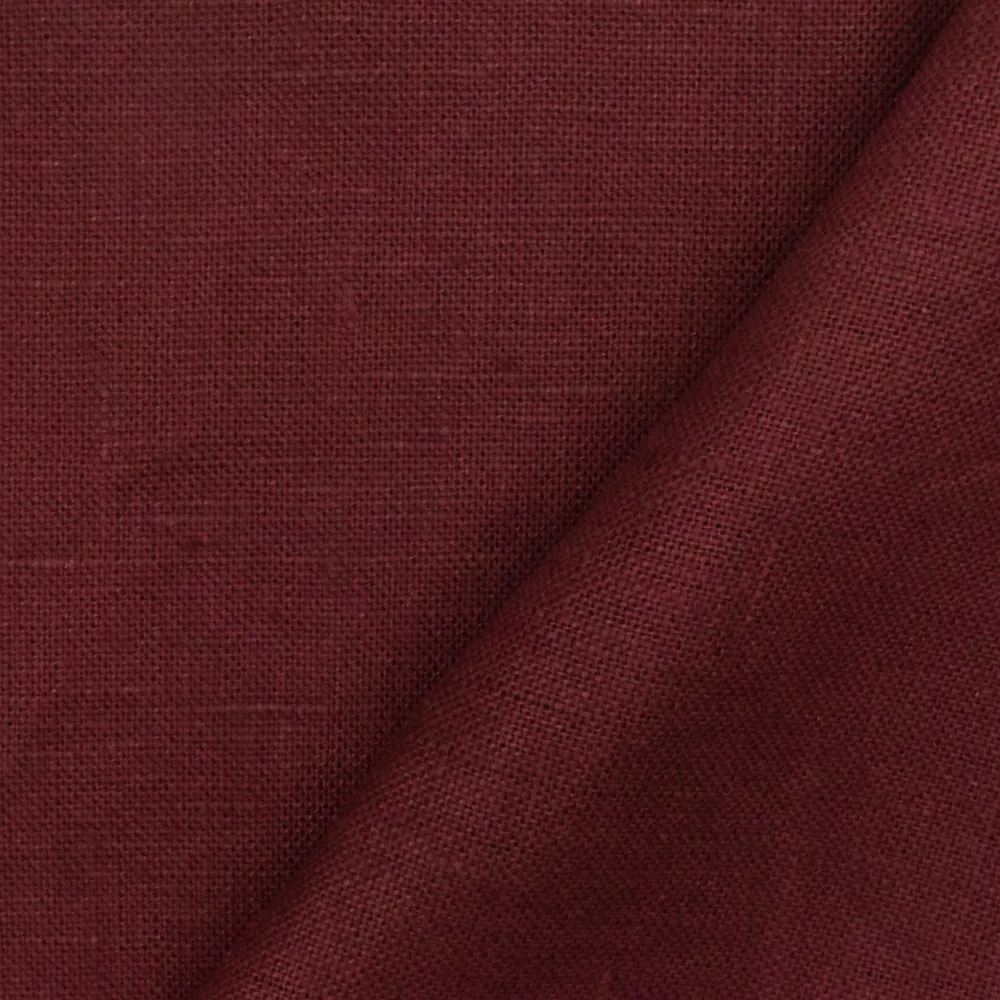 Dark Maroon Solid Cross-Hatch Linen Woven Shirting Fabric