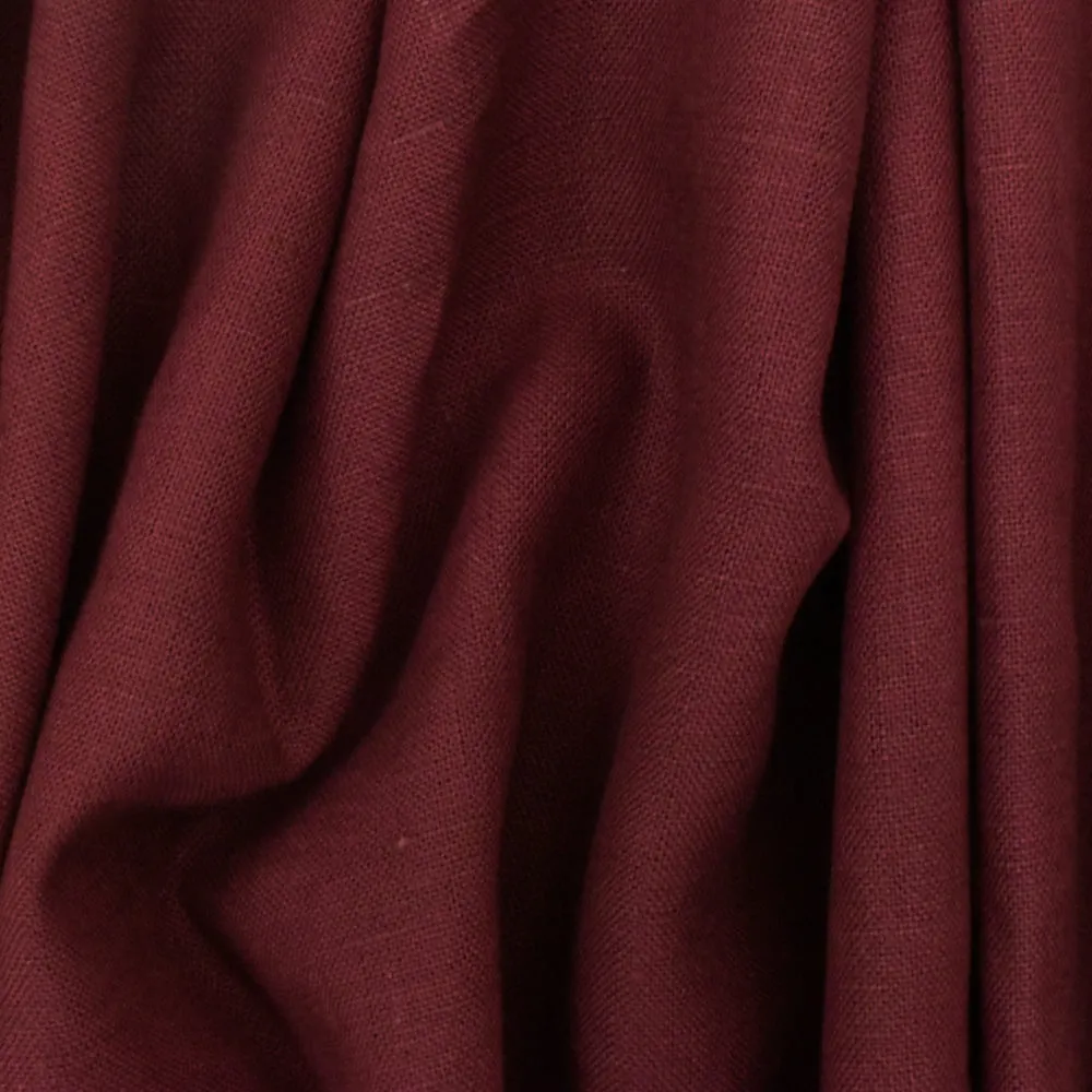 Dark Maroon Solid Cross-Hatch Linen Woven Shirting Fabric