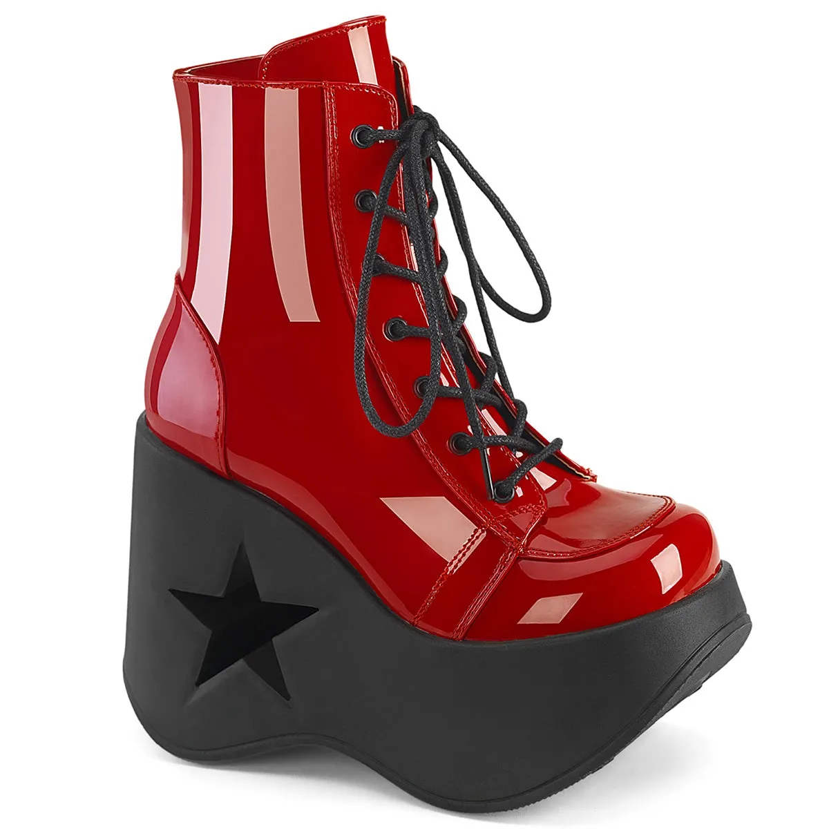 Demonia Dynamite-106 Platform Wedge Lace Up Ankle Boot