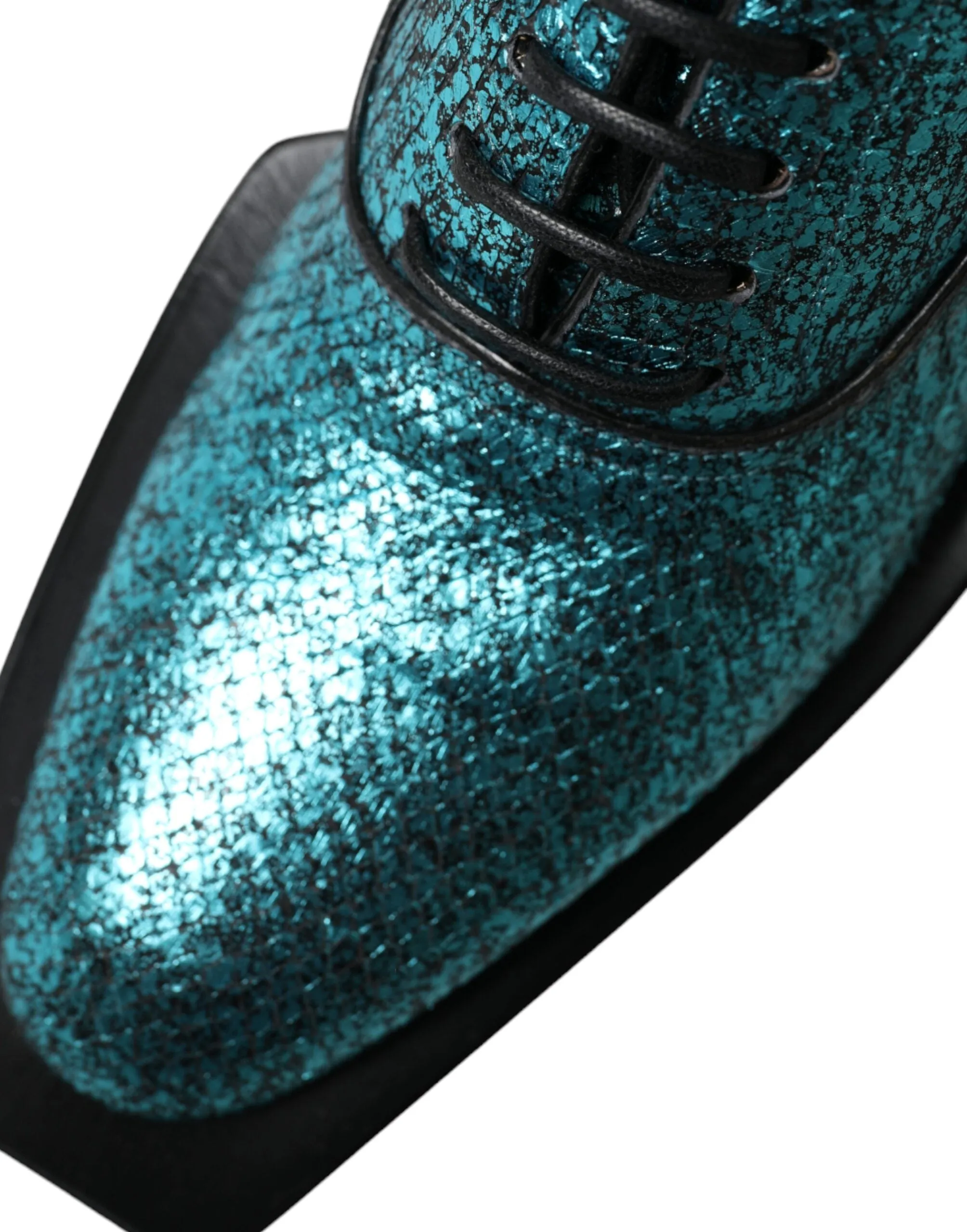 Dolce & Gabbana Teal Derby Block Heel Shoes