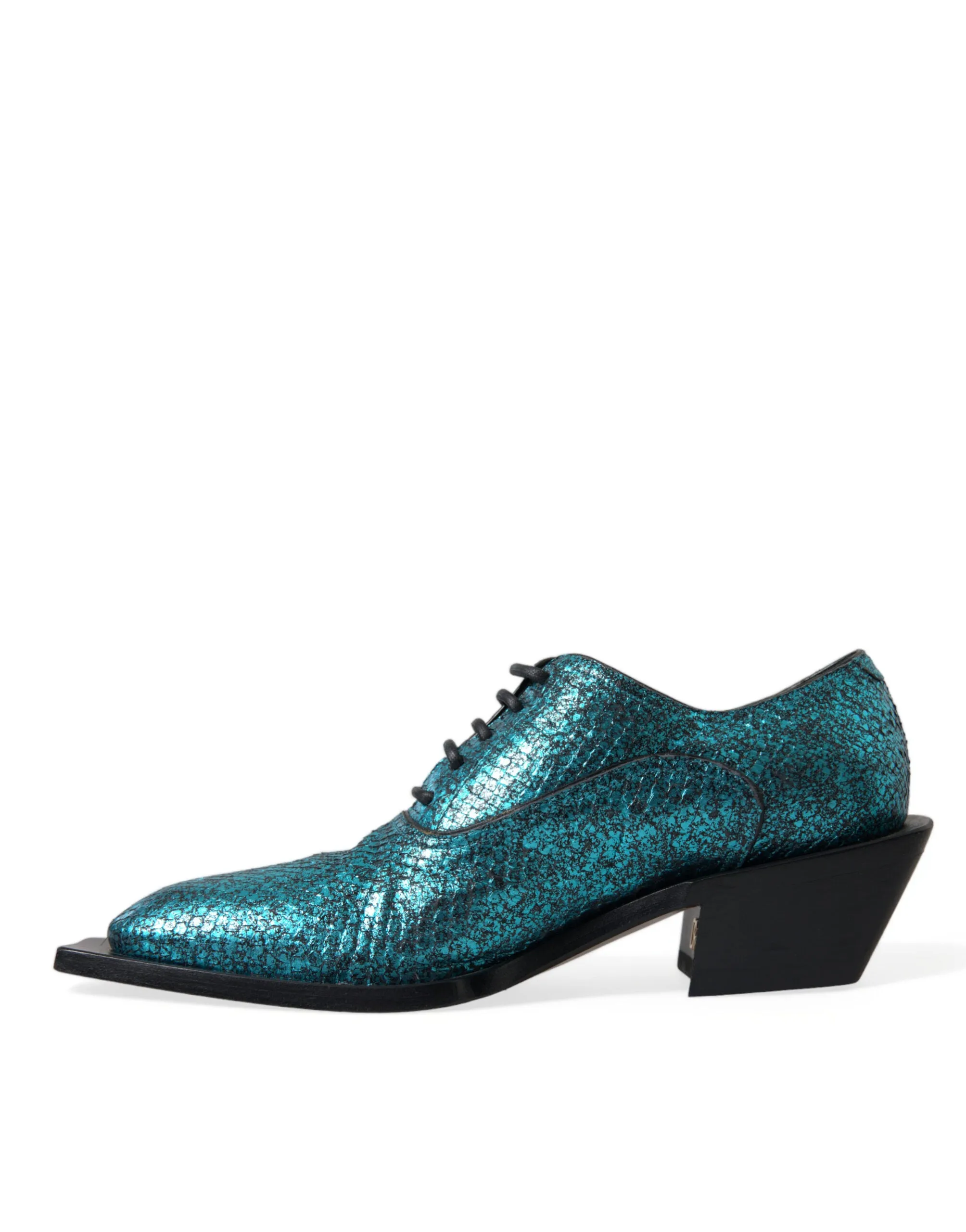 Dolce & Gabbana Teal Derby Block Heel Shoes