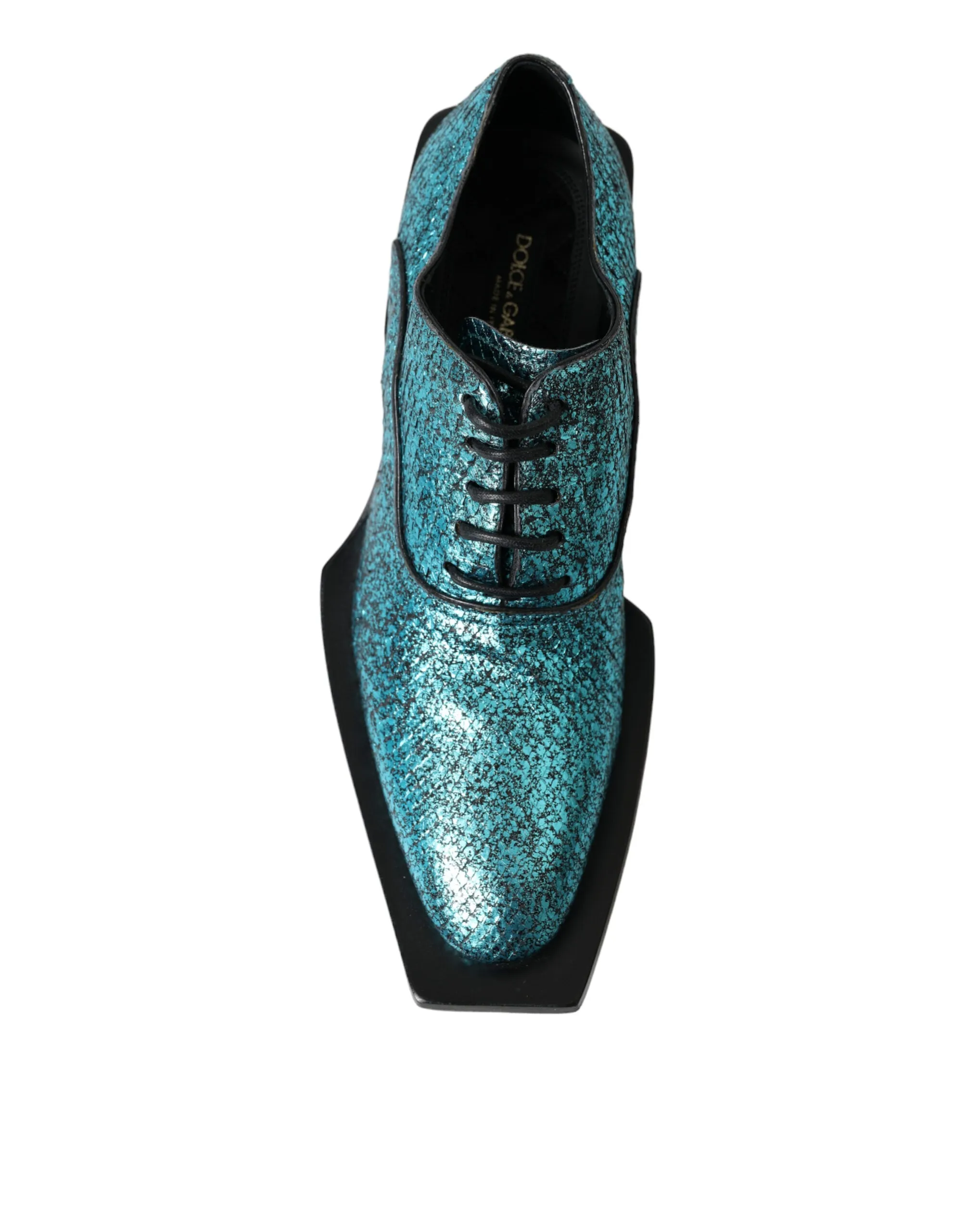 Dolce & Gabbana Teal Derby Block Heel Shoes