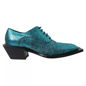 Dolce & Gabbana Teal Derby Block Heel Shoes