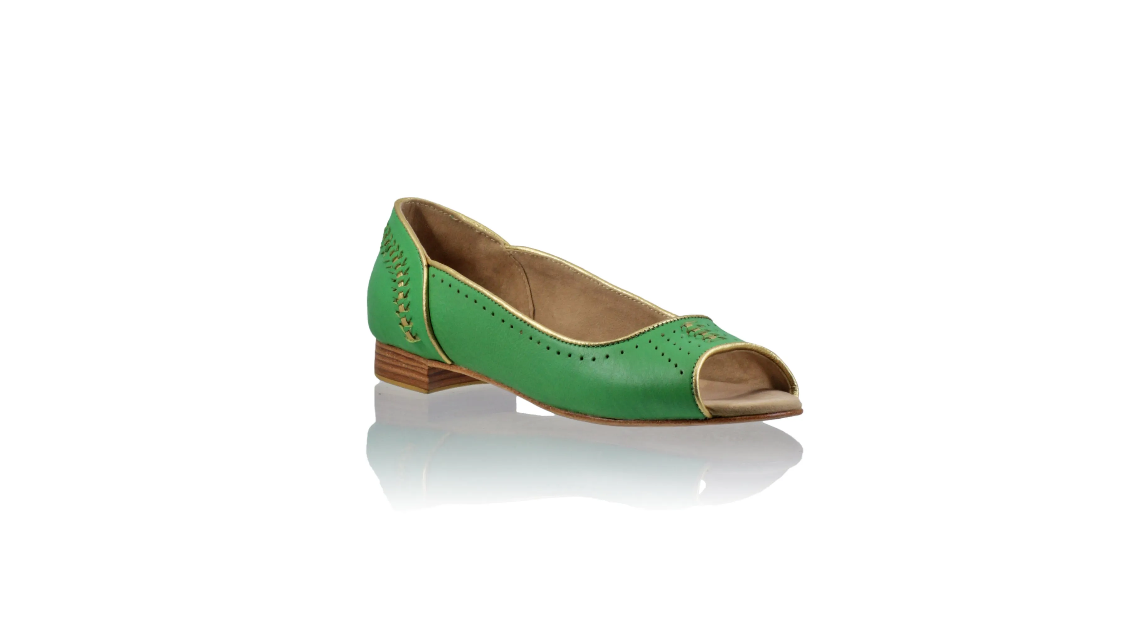 Donna 20mm Peeptoe Ballet - Forest Green & Gold