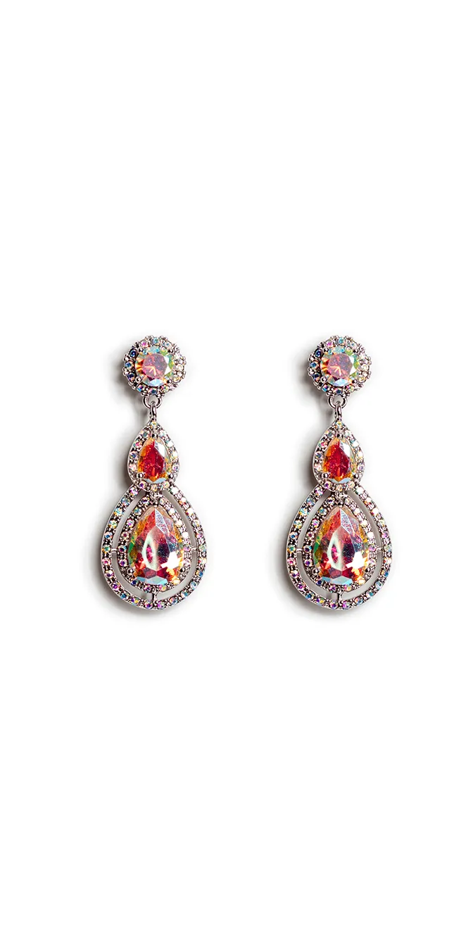 Double Teardrop  Halo Earrings