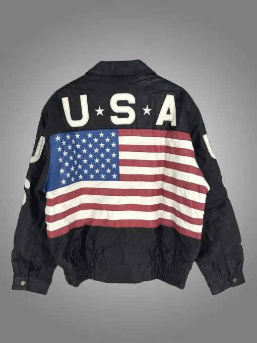 Elegant Black American Flag Vintage Leather Jacket