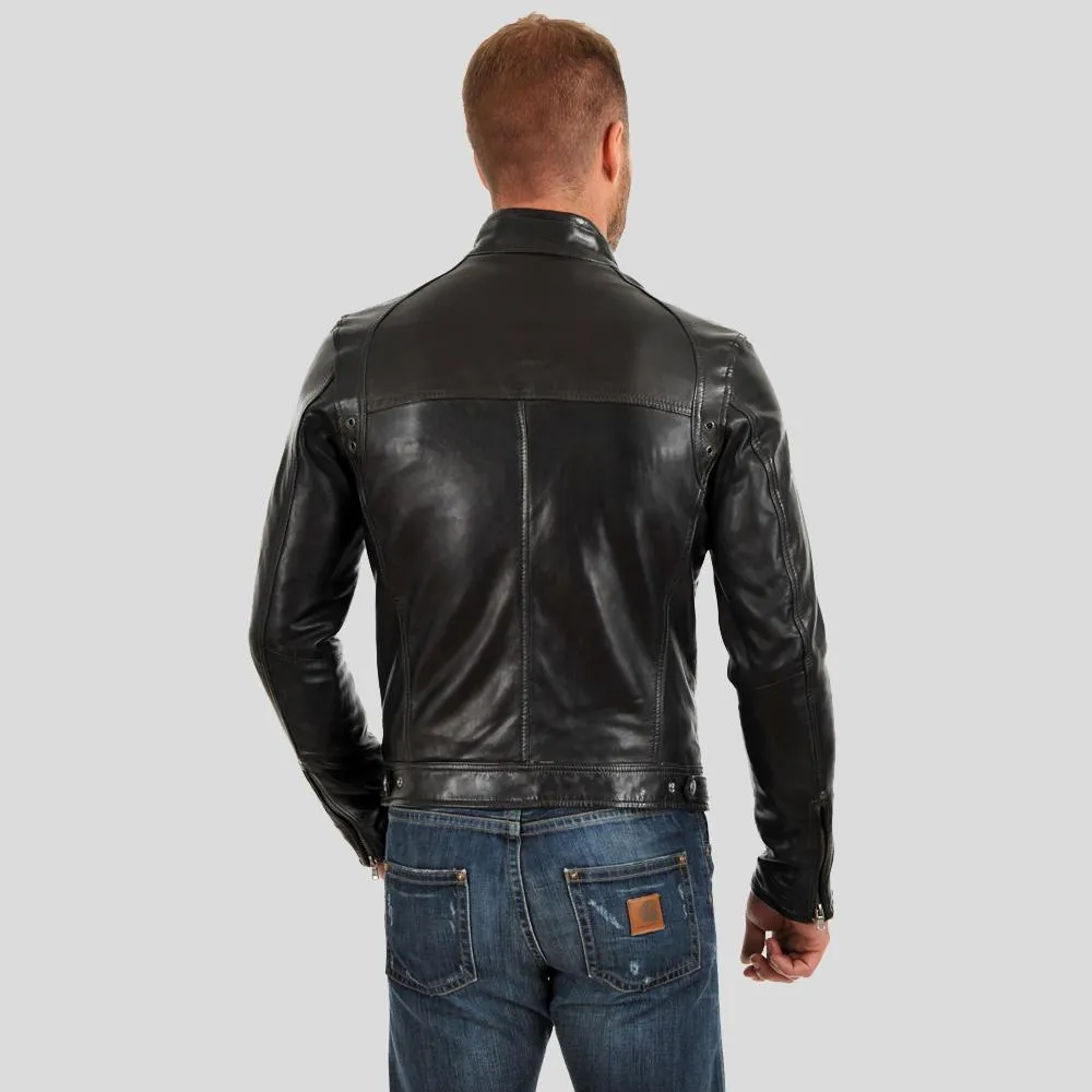 Evan Black Motorcycle Leather Jacket