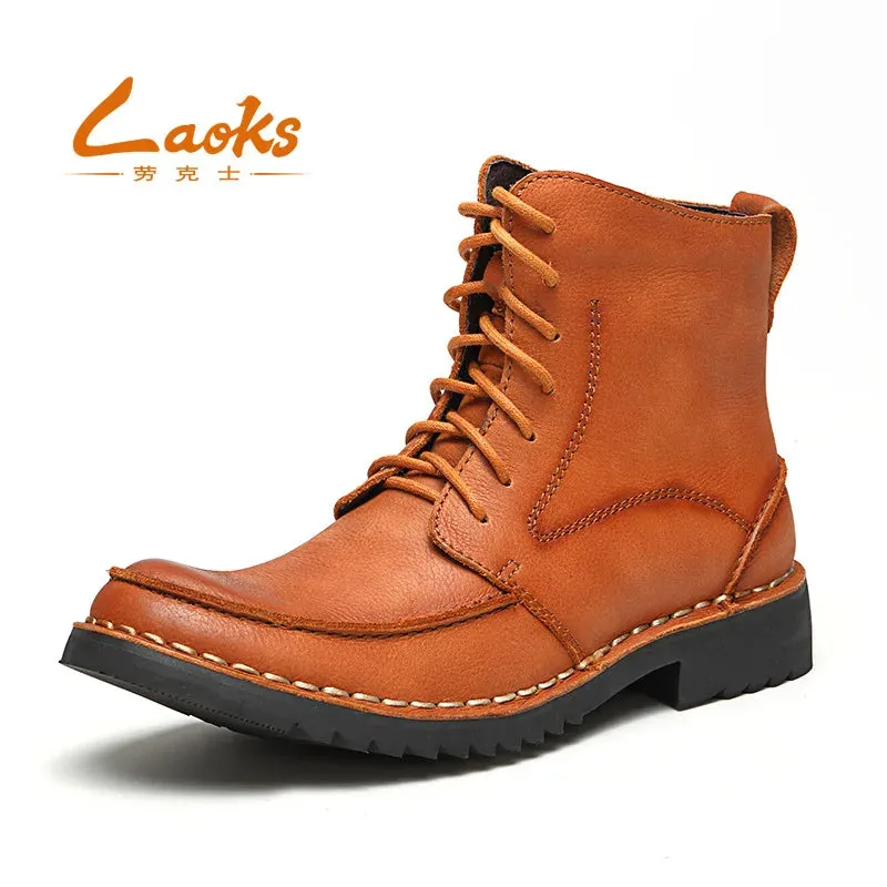 Genuine Leather Men's Winter Ankle Snow Boots | Fashion Footwear Shoes for Men | Casual Warm Work Boots