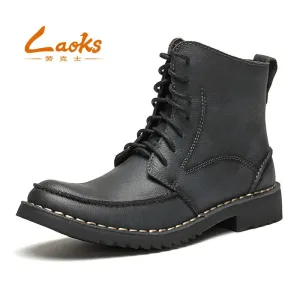 Genuine Leather Men's Winter Ankle Snow Boots | Fashion Footwear Shoes for Men | Casual Warm Work Boots