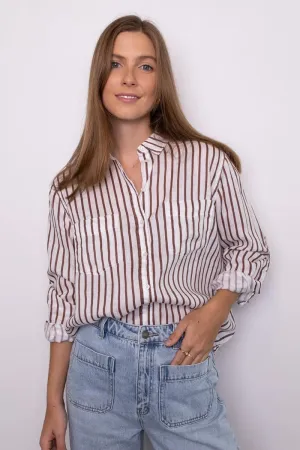 HUT - The Boyfriend Shirt - Nutmeg Stripe