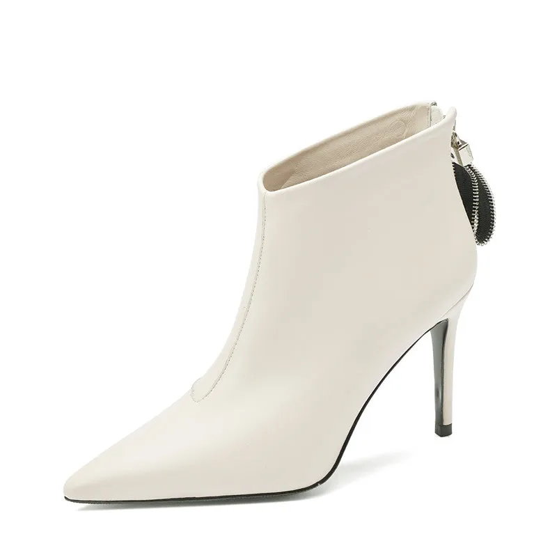 Ina Stiletto Heel Beige Ankle Boots