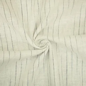 Ivory-Blue Stripe Linen Shirting Woven Fabric