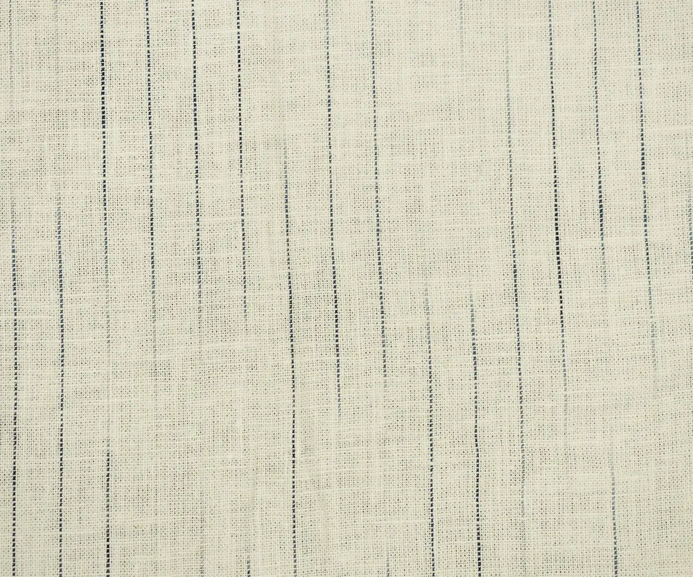 Ivory-Blue Stripe Linen Shirting Woven Fabric