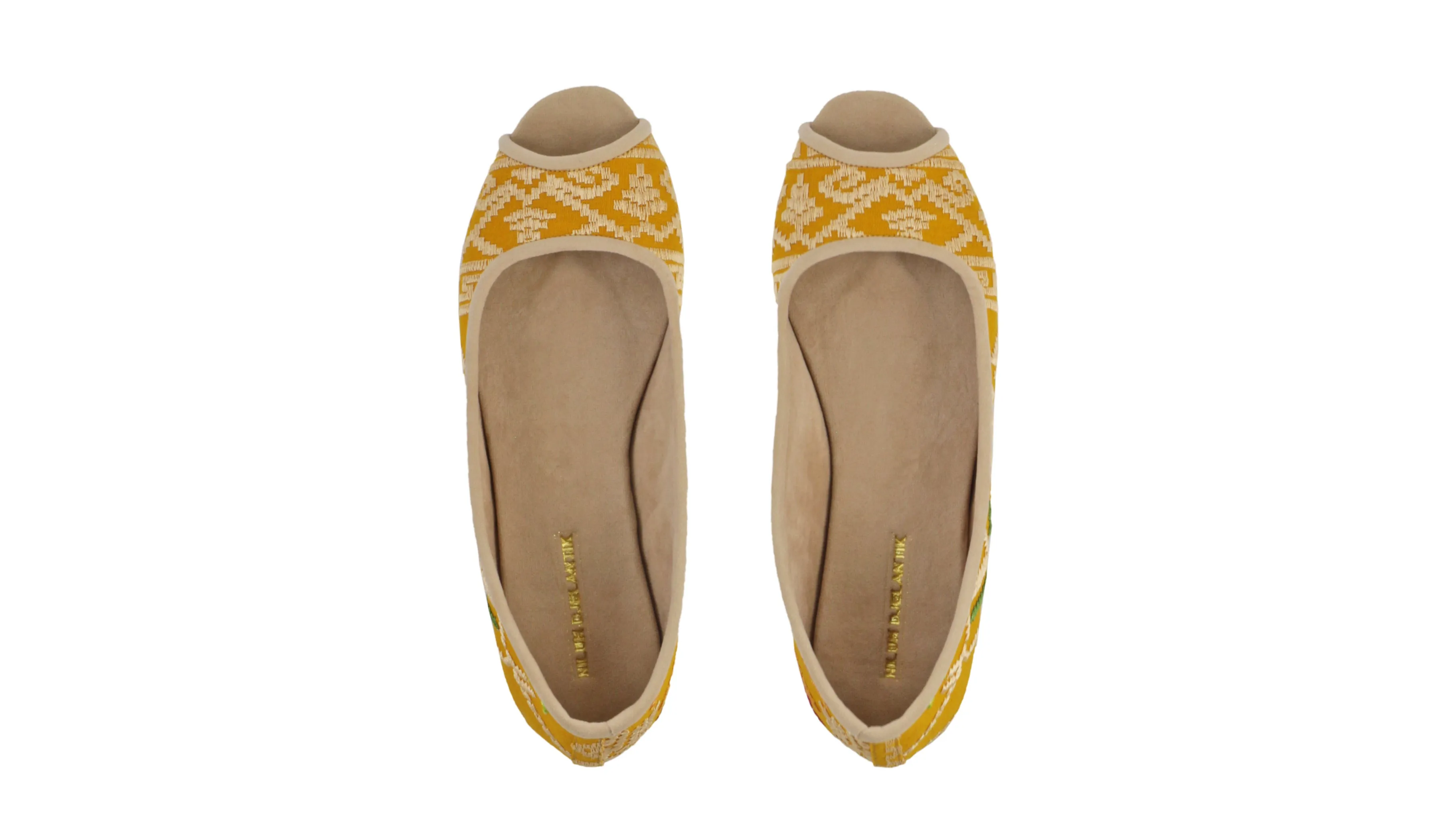 Kate Peeptoe 20mm Ballet - Mustard Songket