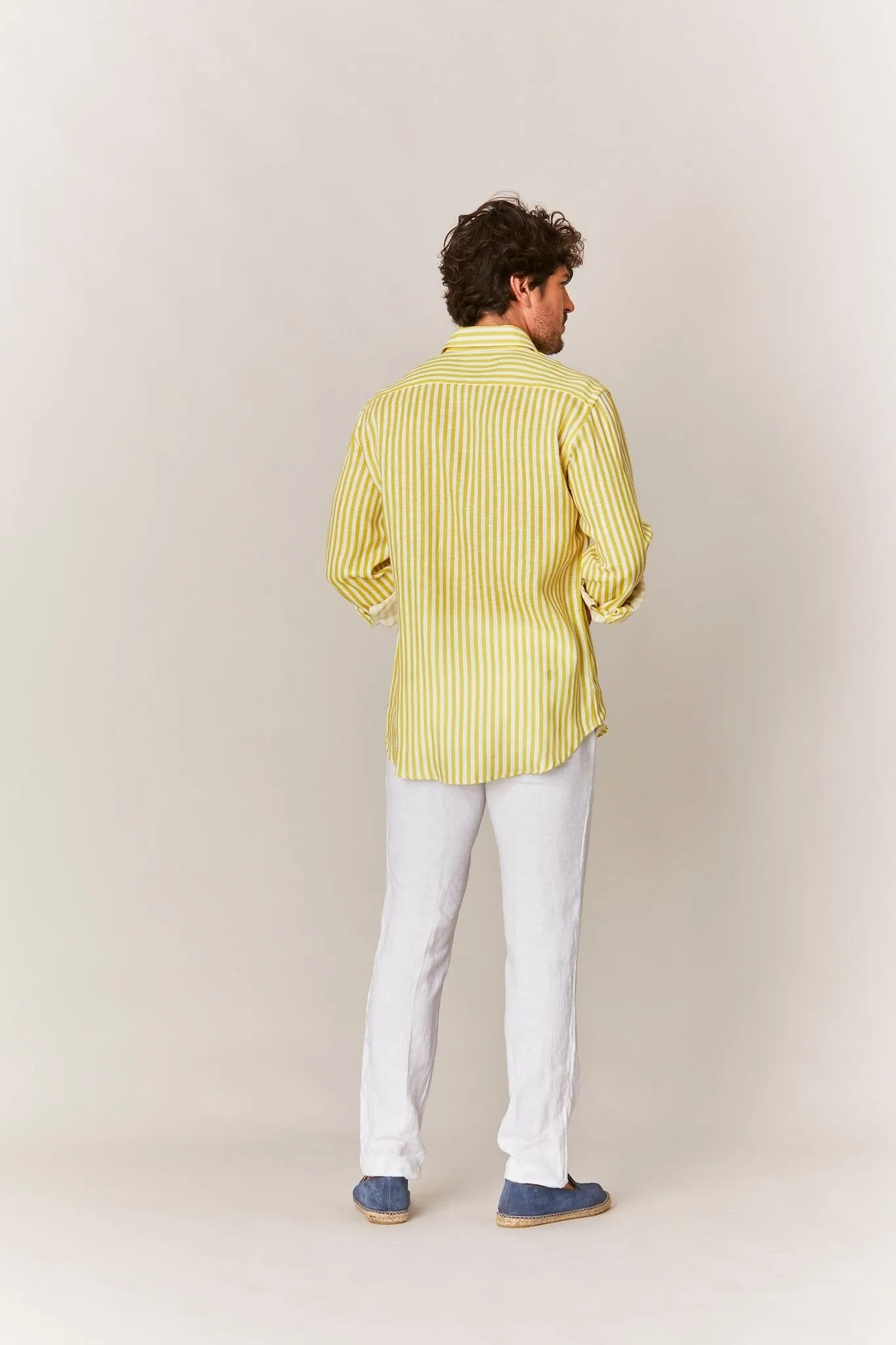 linen striped shirt yellow