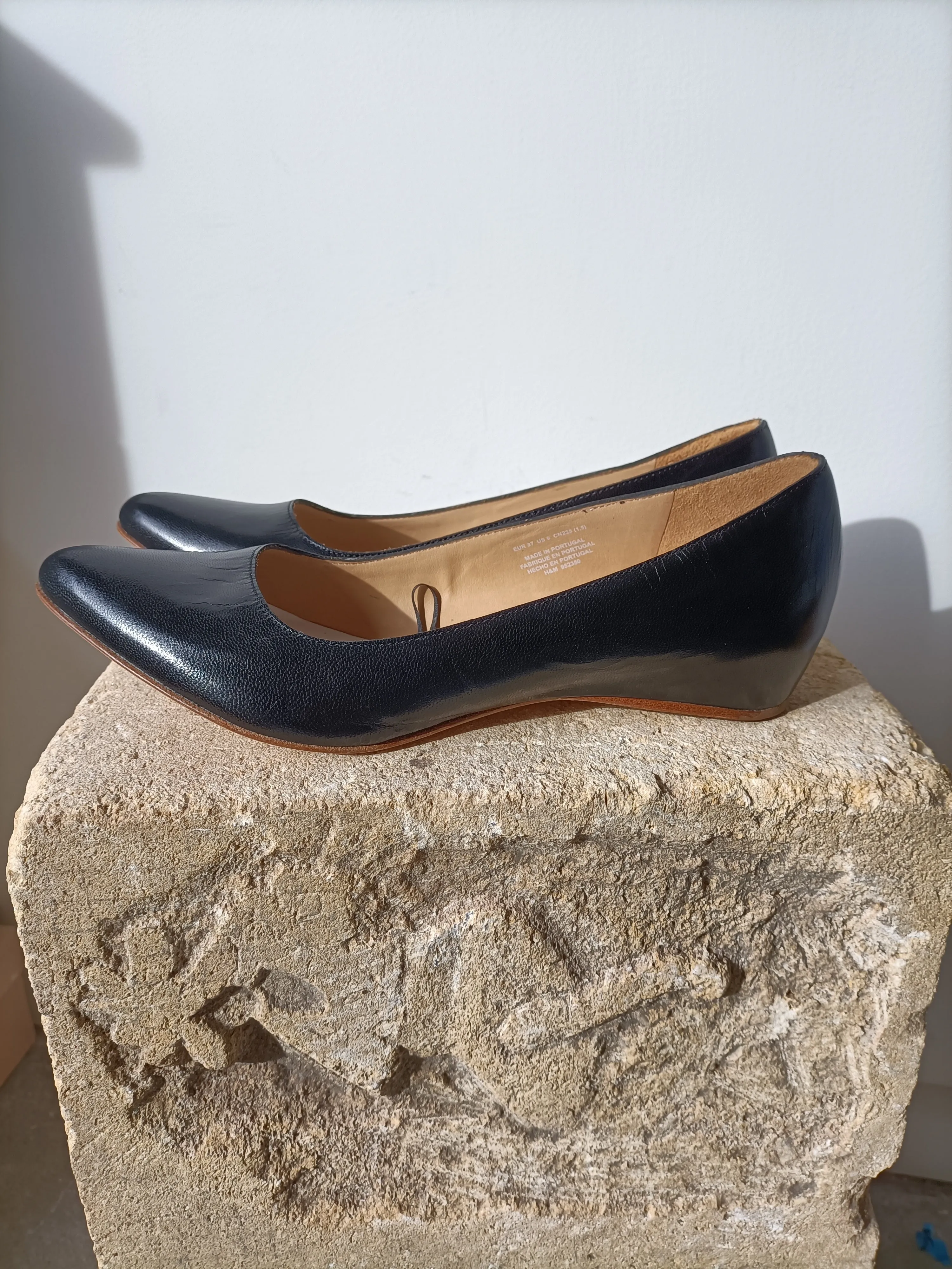 Maison Margiela x H&M - Black Leather Shaped Ballet Flats - Size 37