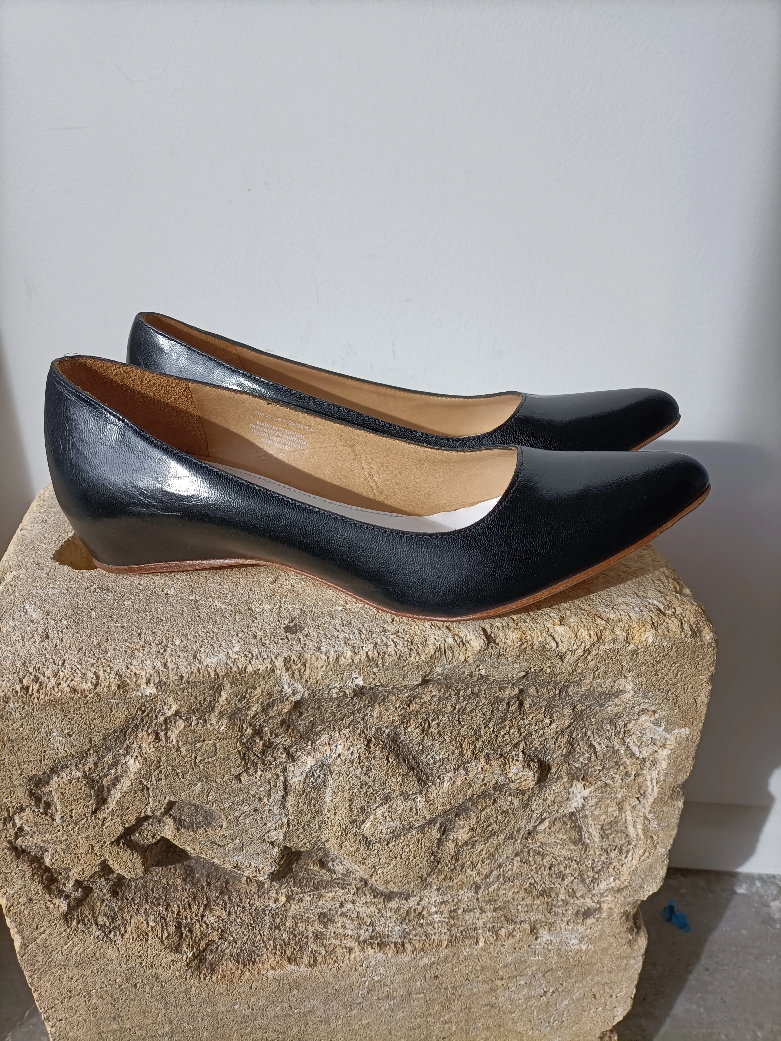 Maison Margiela x H&M - Black Leather Shaped Ballet Flats - Size 37