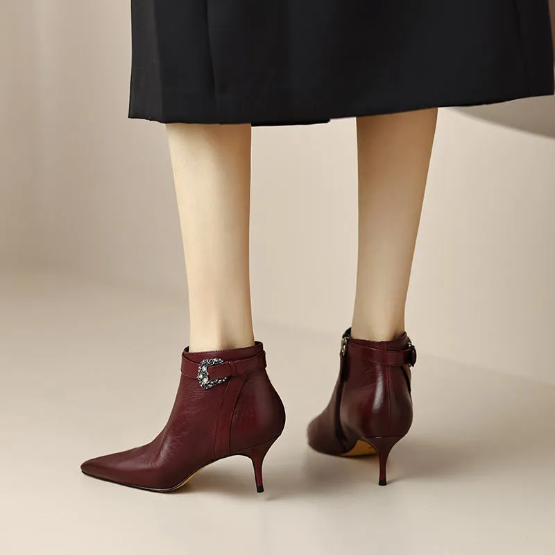 Malia Pointed Toe Burgundy Ankle Boots