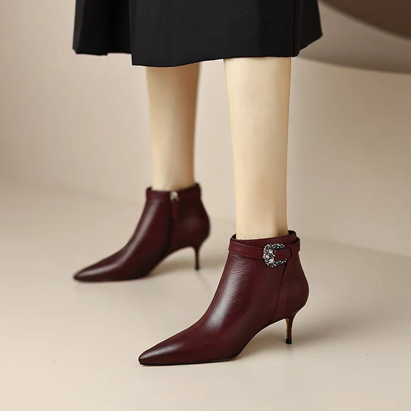 Malia Pointed Toe Burgundy Ankle Boots