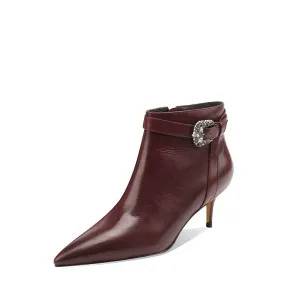 Malia Pointed Toe Burgundy Ankle Boots