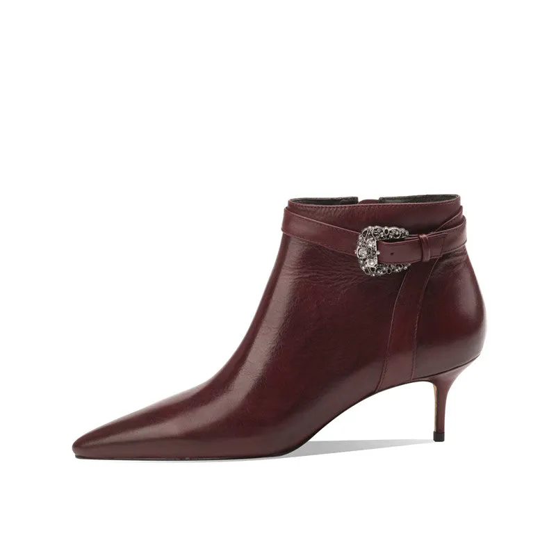 Malia Pointed Toe Burgundy Ankle Boots