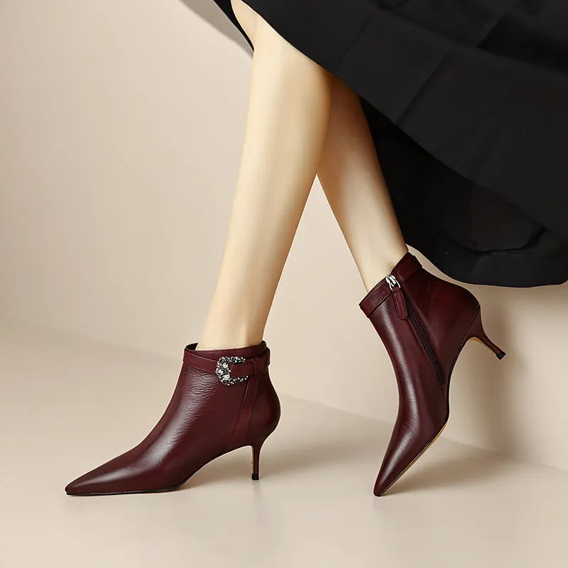 Malia Pointed Toe Burgundy Ankle Boots