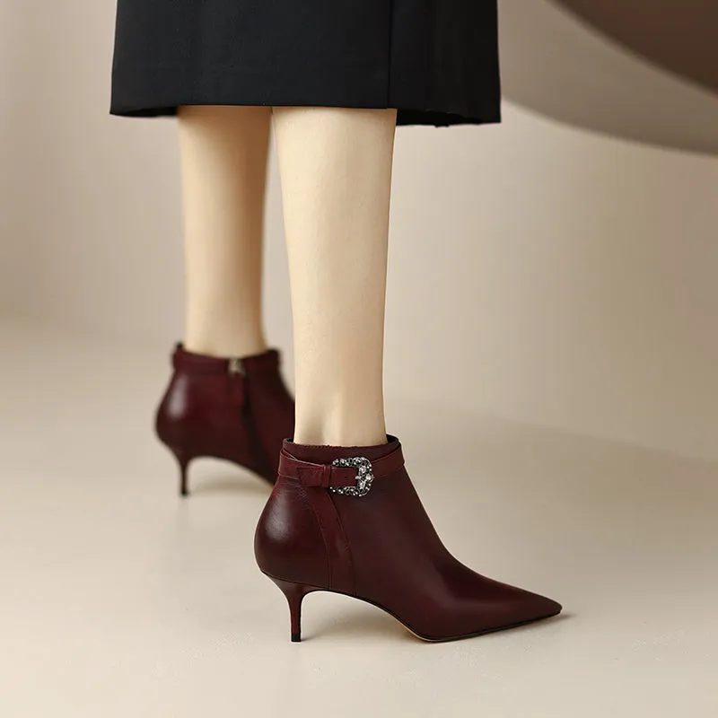 Malia Pointed Toe Burgundy Ankle Boots