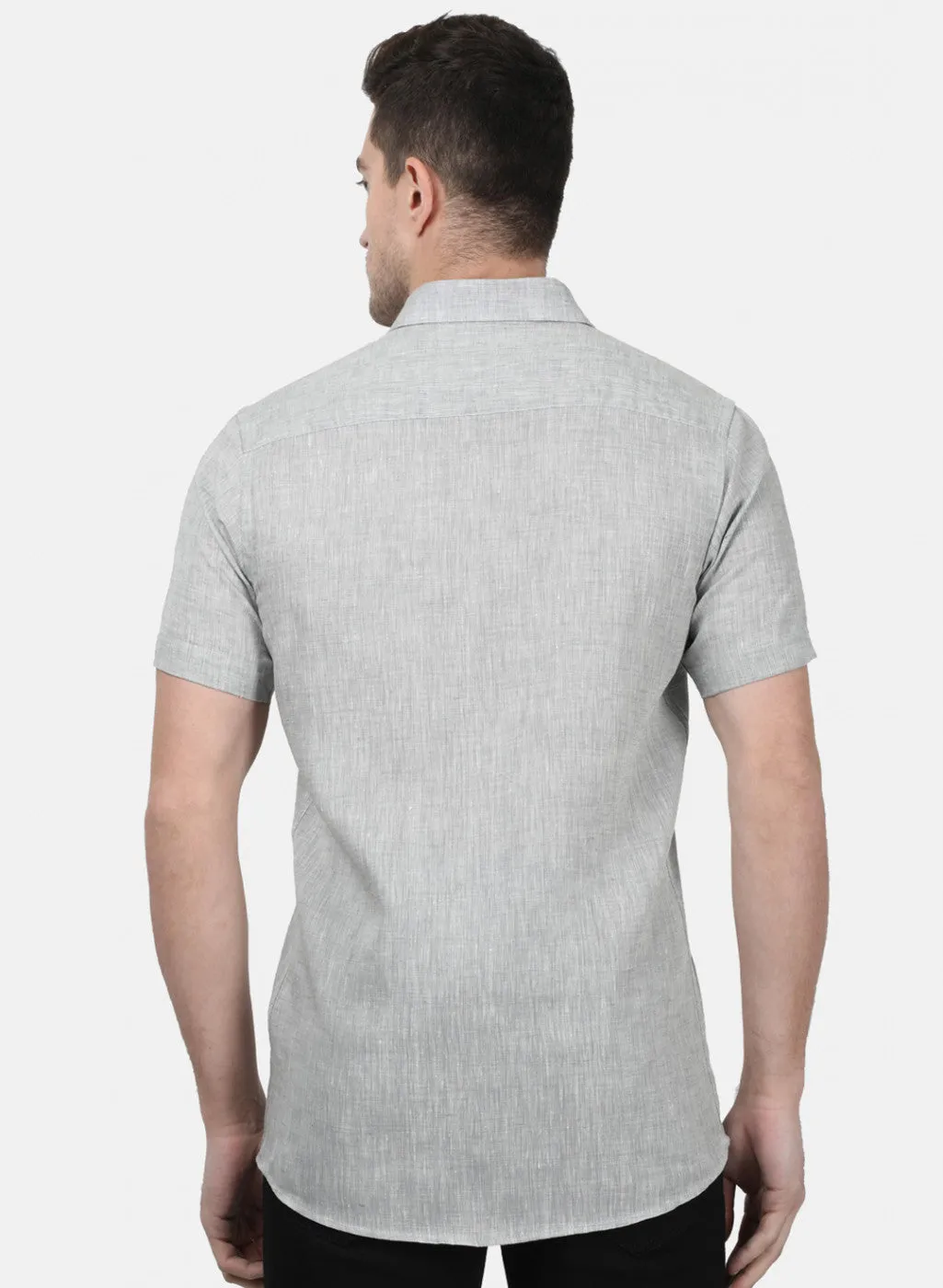 Mens Grey Solid Shirts