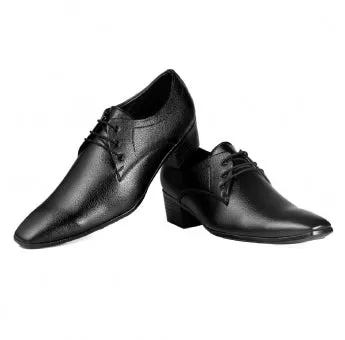 Men's Height Increasing Derby Faux Upper Formal Wear Lace Up Shoes