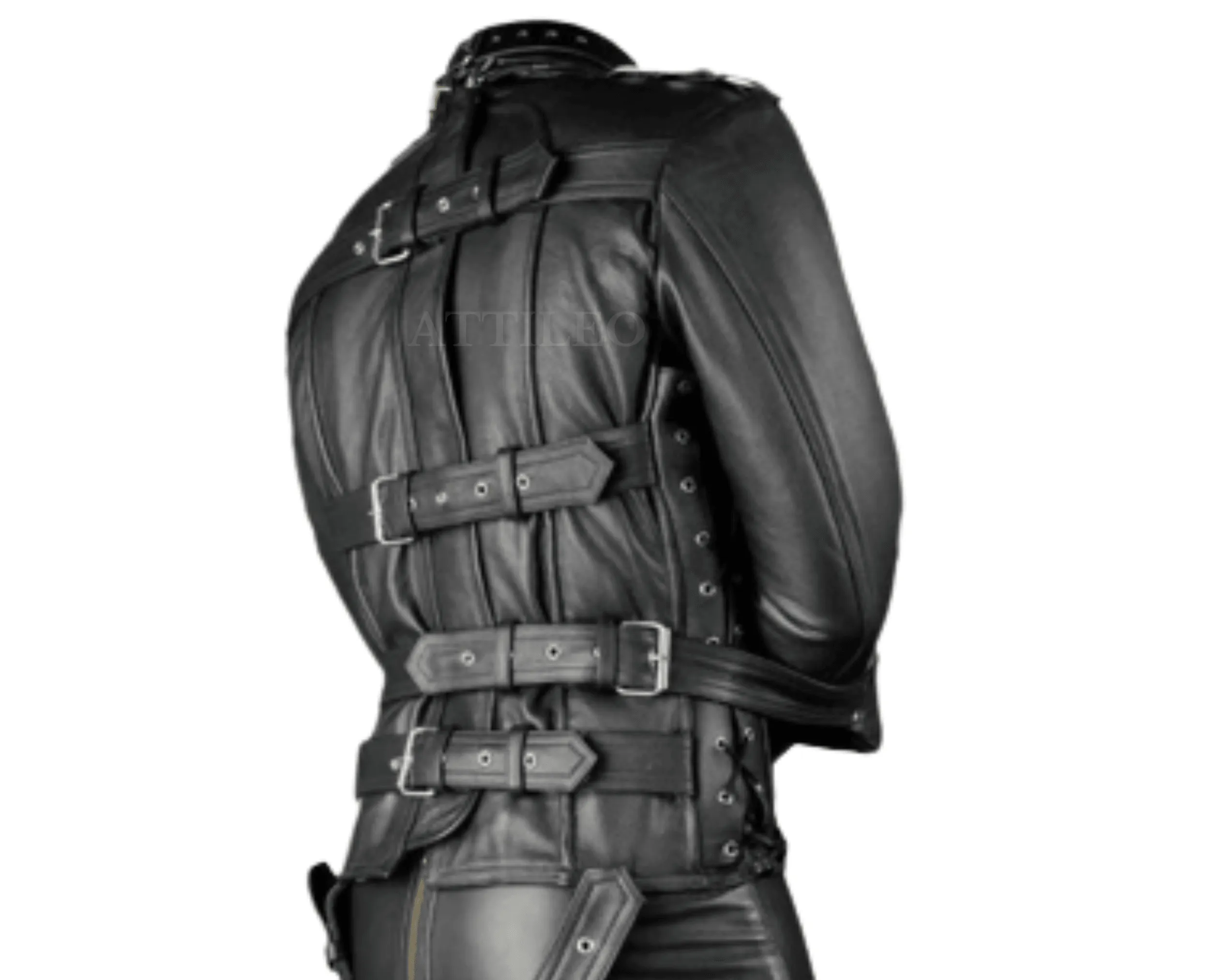 Mens Leather Bondage Strait Jacket